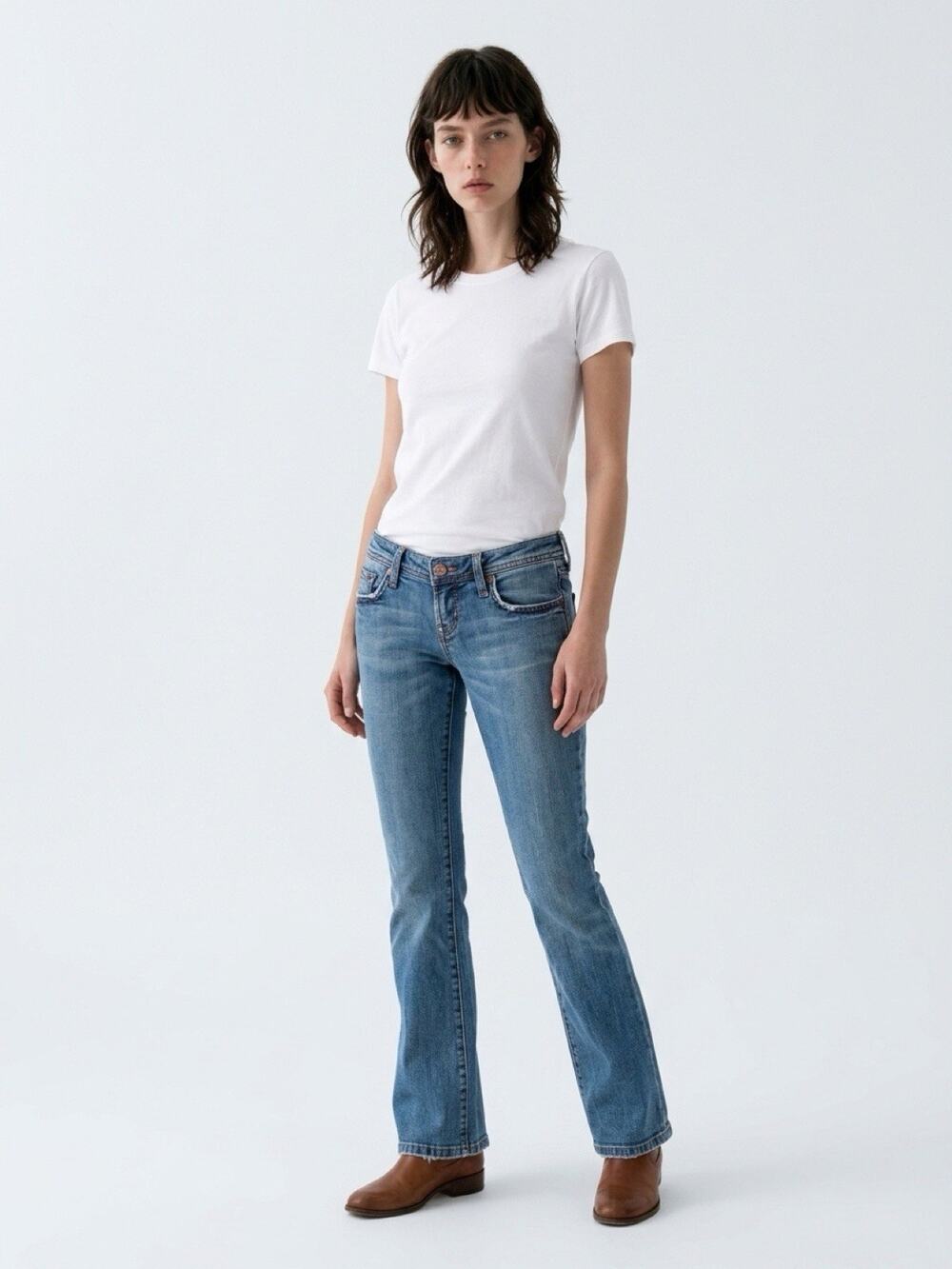 Y2K Seven7 Vintage Starlette Low Rise Bootcut Flare Jeans Medium Wash S 28 Read